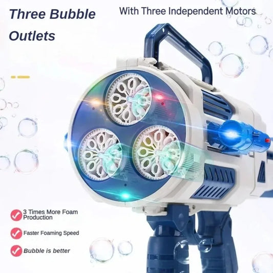 Pistolet à bulles automatique arc-en-ciel pour enfants, machine à bulles musicale et lumineuse, fournitures de fête pour cadeau d'anniversaire