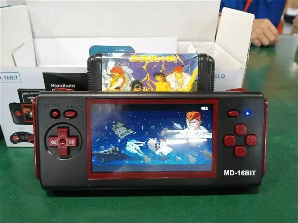 Console de jeu portable HG-943 4,3'' MD 16 bits HDMI TV Console de jeu rétro Console d'arcade 2 joueurs sans fil avec 118 jeux prenant en charge les cartes de jeu