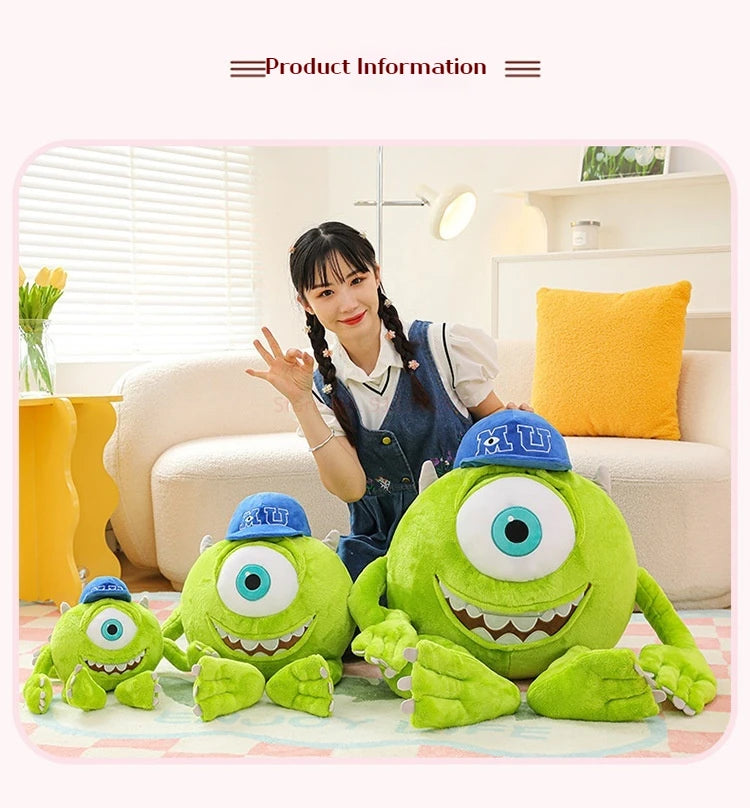 Peluche Mike Wazowski de Disney Monsters University, coussin décoratif pour canapé, décoration de chambre, cadeaux de Noël pour enfants