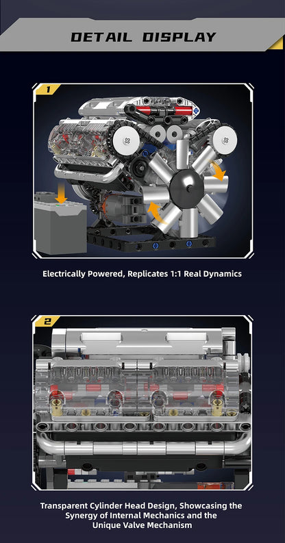 Mould King 10088 Bloc de construction de voiture technique Le modèle de moteur V8 motorisé Brique Assemblage Voiture Brique Jouets Enfants Cadeau de Noël