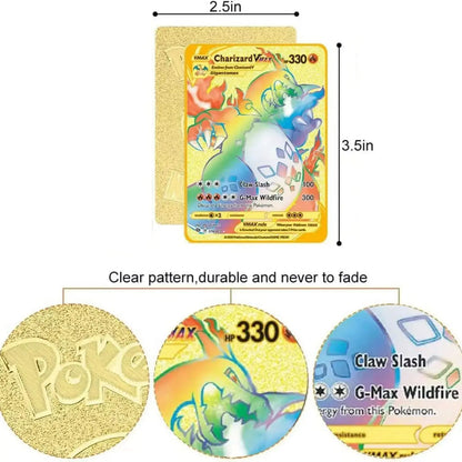 Jeu de cartes Pokémon Battle Collection Anglais Japonais Carte Métal Pikachu Dracaufeu Mewtwo Salamèche Évoli Kawaii Cadeau d'anniversaire