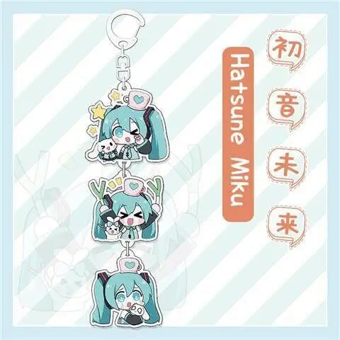 Porte-clés Hatsune Miku en acrylique double face, accessoire de décoration pour sac à dos, dessin animé populaire, cadeau d'anniversaire neutre