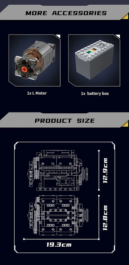 Mould King 10088 Bloc de construction de voiture technique Le modèle de moteur V8 motorisé Brique Assemblage Voiture Brique Jouets Enfants Cadeau de Noël
