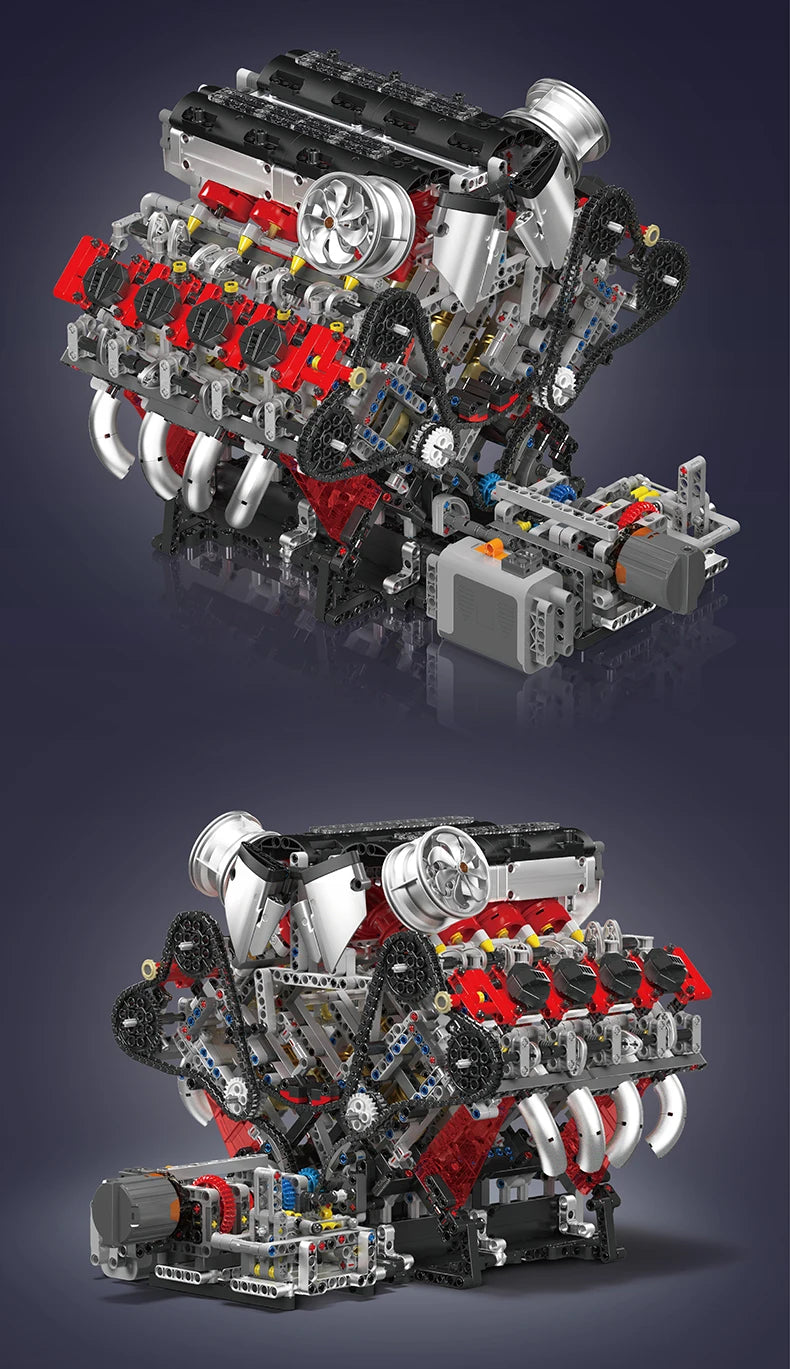Mould King 10088 Bloc de construction de voiture technique Le modèle de moteur V8 motorisé Brique Assemblage Voiture Brique Jouets Enfants Cadeau de Noël