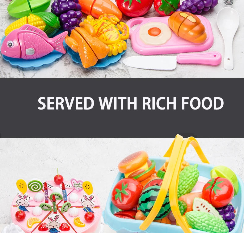 Jouet éducatif en plastique pour la cuisine, ensemble de jouets pour couper les fruits et légumes, maison de jeu, jouets de simulation, éducation précoce, cadeaux pour filles et garçons