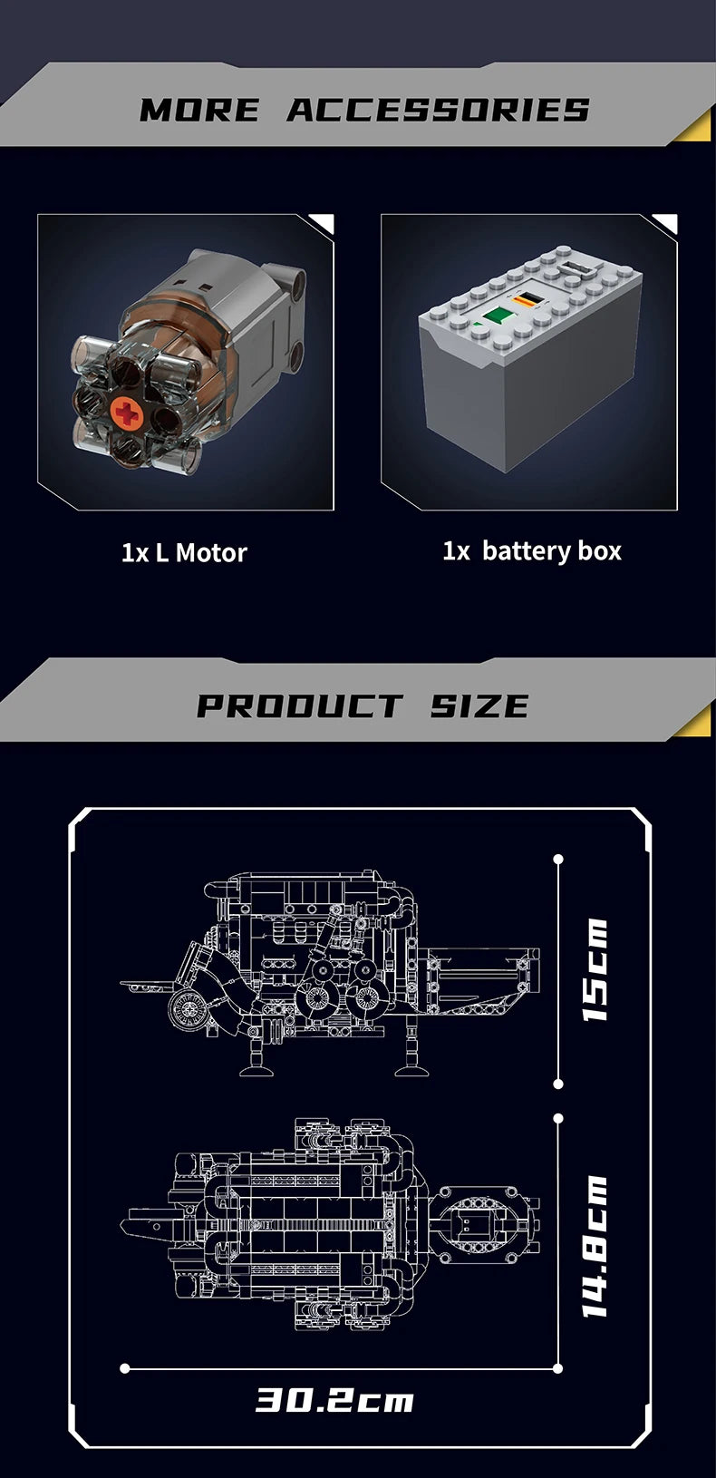 Mould King 10088 Bloc de construction de voiture technique Le modèle de moteur V8 motorisé Brique Assemblage Voiture Brique Jouets Enfants Cadeau de Noël