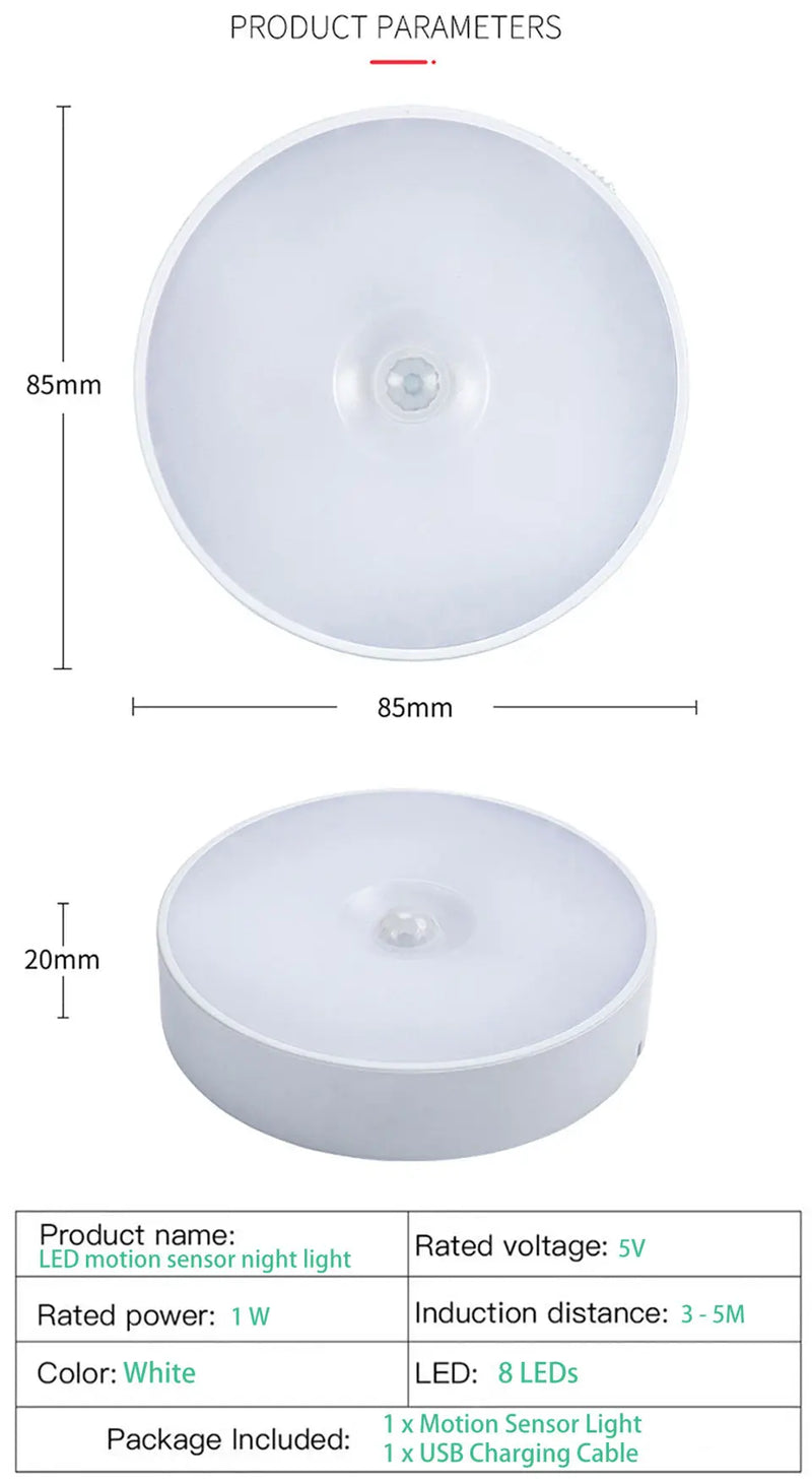 💡GlowSense™ – Veilleuse LED Intelligente à Capteur de Mouvement USB Rechargeable
