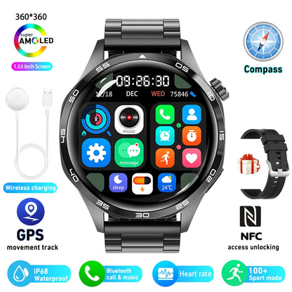 Montre connectée GT5 Pro pour homme, GPS, NDavid, écran AMOLED 360x360, fréquence cardiaque, appel Bluetooth, étanche IP67, HUAWEI 2024