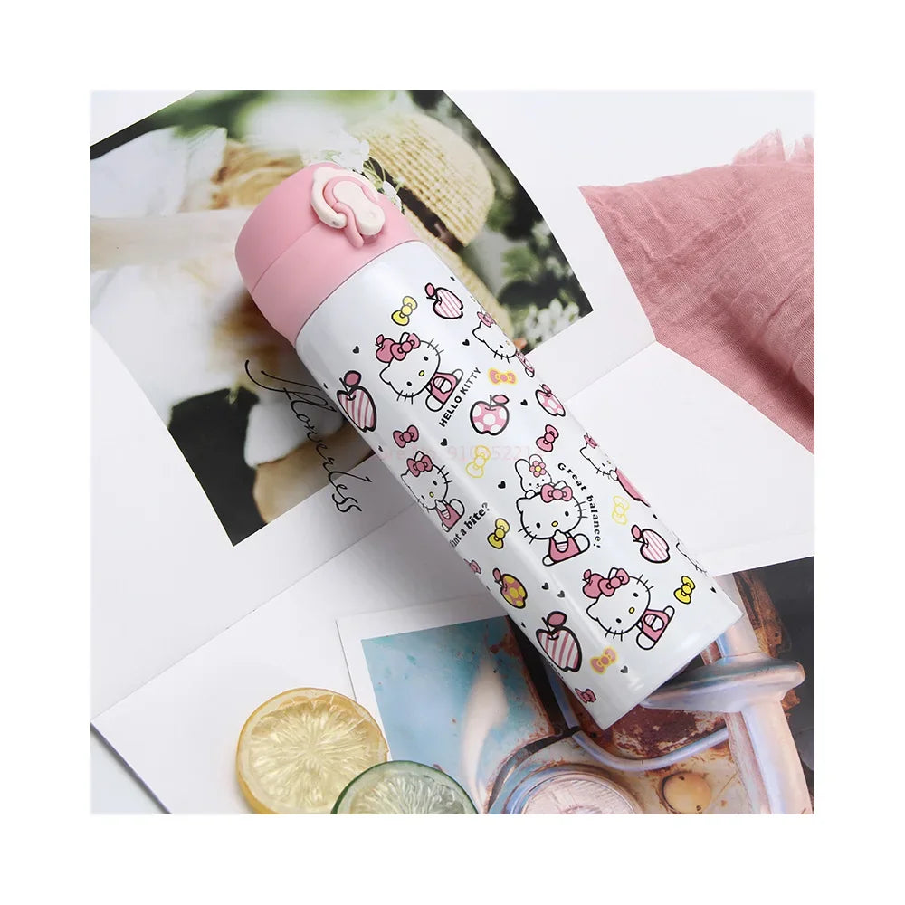Bouteille isotherme Hello Kitty pour enfant, thermos rose en acier inoxydable, motif dessin animé
