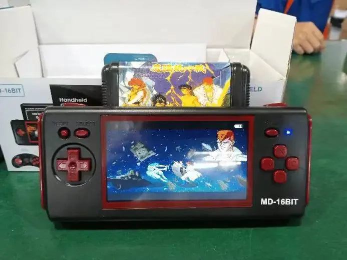 Console de jeu portable HG-943 4,3'' MD 16 bits HDMI TV Console de jeu rétro Console d'arcade 2 joueurs sans fil avec 118 jeux prenant en charge les cartes de jeu
