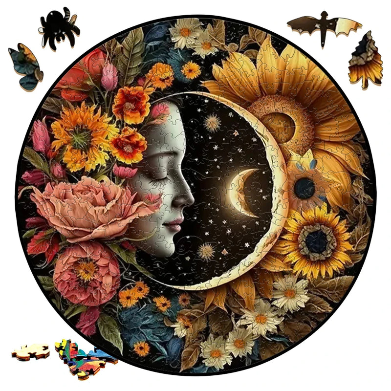 Puzzle en bois Lune format A3/A4/A5 pour adultes et enfants, forme inhabituelle, idéal pour les jeux parents-enfants et les loisirs en famille.
