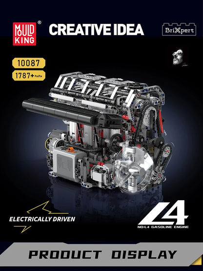 Mould King 10088 Bloc de construction de voiture technique Le modèle de moteur V8 motorisé Brique Assemblage Voiture Brique Jouets Enfants Cadeau de Noël