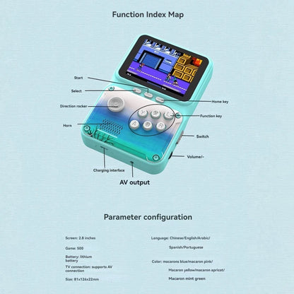 Console de jeux vidéo portable 2,8 pouces, 500 jeux d'arcade rétro, prise en charge de la connexion AV, cadeau pour enfants