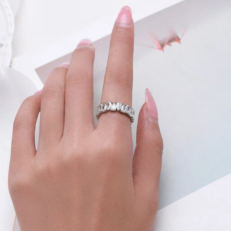 Modian – Bague de luxe en argent sterling 925 avec zircon transparent et sertissage en forme de goutte d'eau, pour femme, mariage, fiançailles, bijoux fins