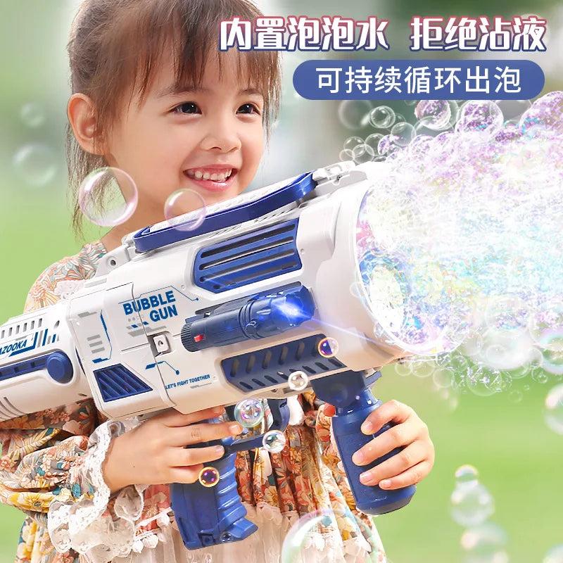 Pistolet à bulles automatique arc-en-ciel pour enfants, machine à bulles musicale et lumineuse, fournitures de fête pour cadeau d'anniversaire
