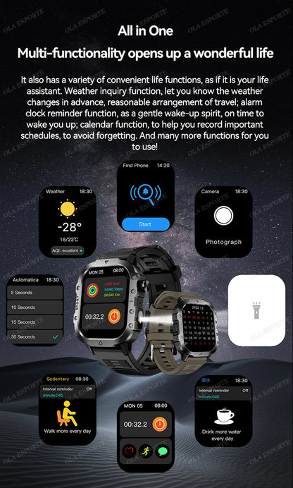 ⌚TitanForce GPS™ 2025 – Montre Intelligente Militaire Étanche, Sport & Santé | Homme Aventure & Performance