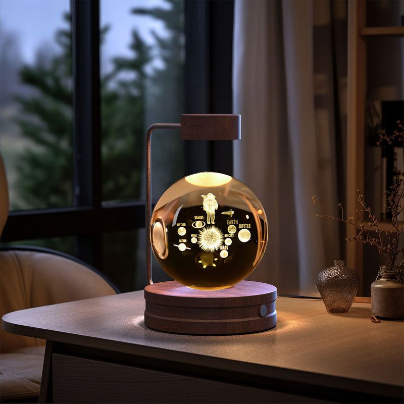 Veilleuse d'intérieur en forme de dinosaure cosmique avec boule de cristal, alimentée par USB, idéale pour une table de chevet ou comme cadeau d'anniversaire