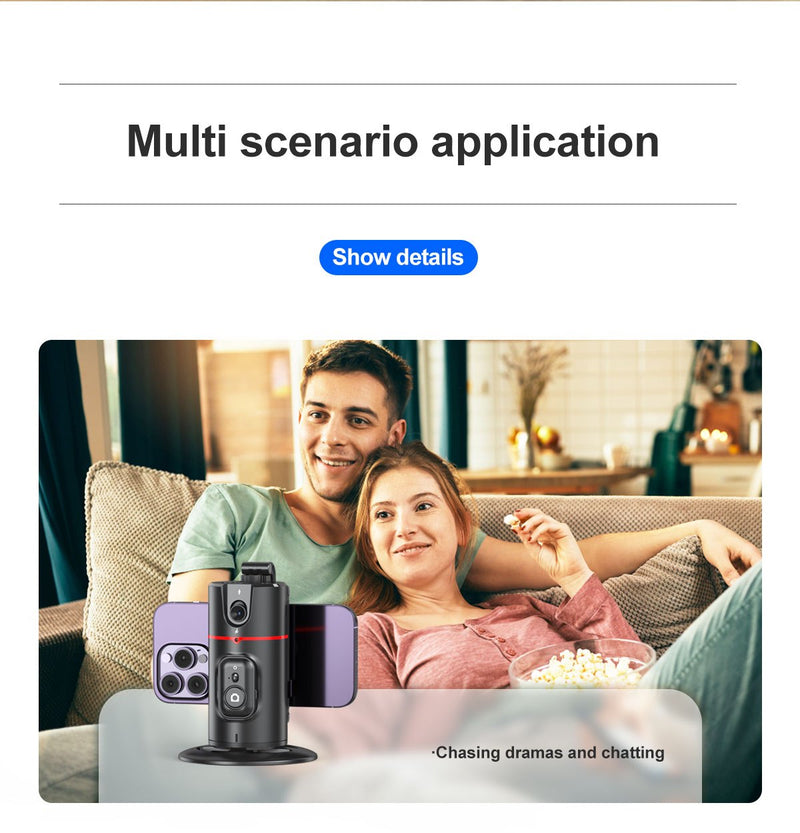 Trépied Auto Face Tracking – Votre Caméraman Personnel Support de caméra de téléphone 100 % intelligent, rotation à 360 °, support de suivi de téléphone intelligent avec contrôle gestuel à distance pour vlog, streaming, vidéo