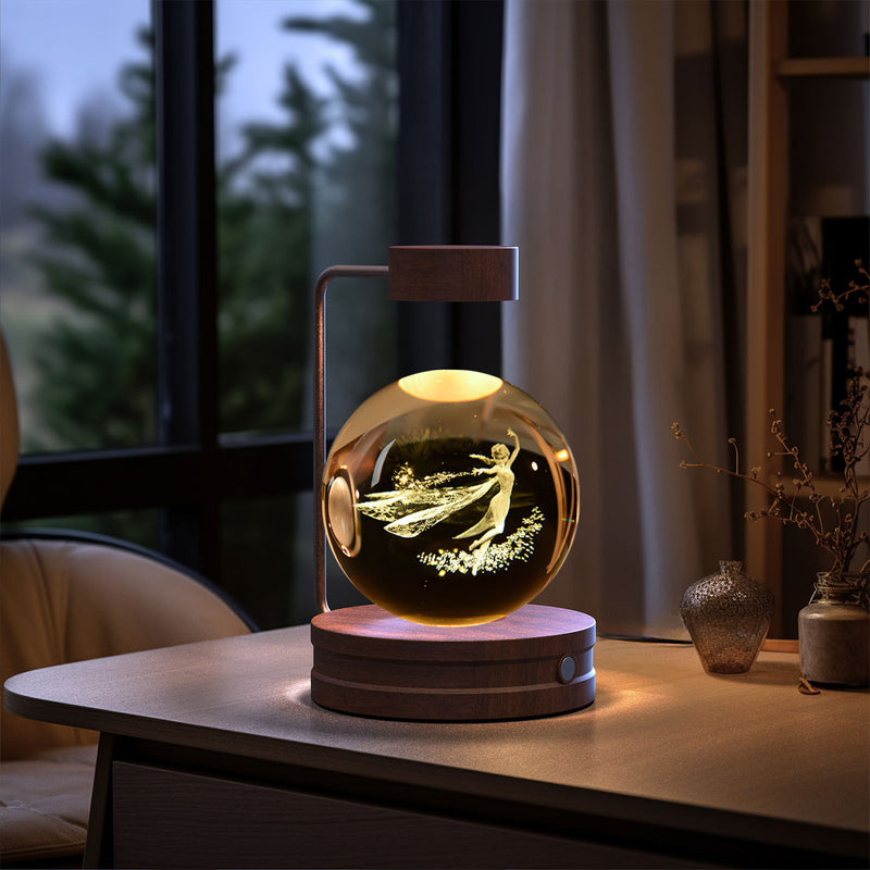 Veilleuse d'intérieur en forme de dinosaure cosmique avec boule de cristal, alimentée par USB, idéale pour une table de chevet ou comme cadeau d'anniversaire