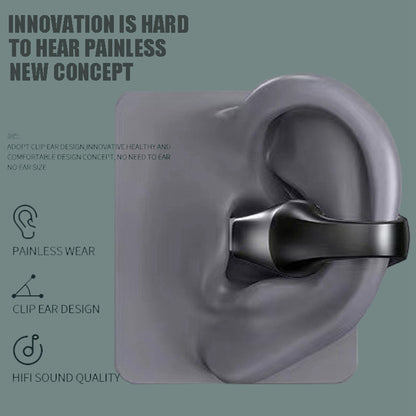 Casque d'écoute à conduction osseuse avec clip d'oreille, compatible Bluetooth 5.2, hi-fi, sans fil, tactile, mains libres, antibruit, avec micro