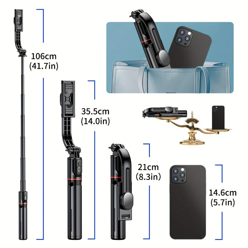 📸 Selfie Stick Trépied 3-en-1 en Alliage d'Aluminium