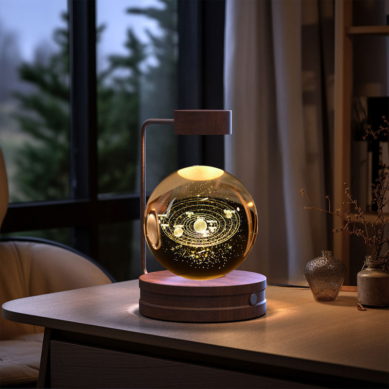 Veilleuse d'intérieur en forme de dinosaure cosmique avec boule de cristal, alimentée par USB, idéale pour une table de chevet ou comme cadeau d'anniversaire