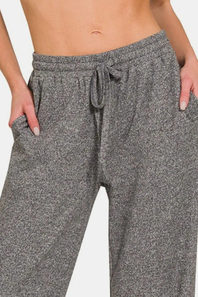 Pantalon large à cordon de serrage Zenana avec poches latérales