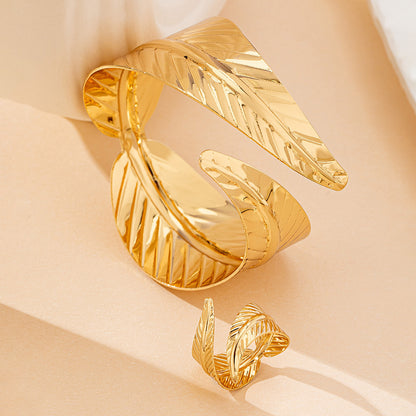 Bracelet ouvert géométrique en alliage pour femme