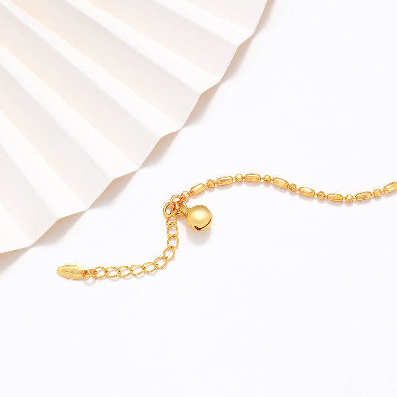 Bracelet en alliage de cuivre électroplaqué avec perles rondes en or véritable et bambou