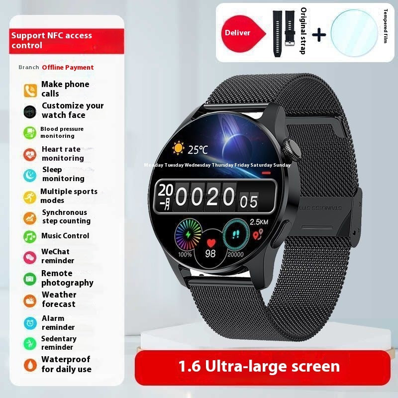 Montre connectée de sport pour homme avec moniteur de pression artérielle et Bluetooth