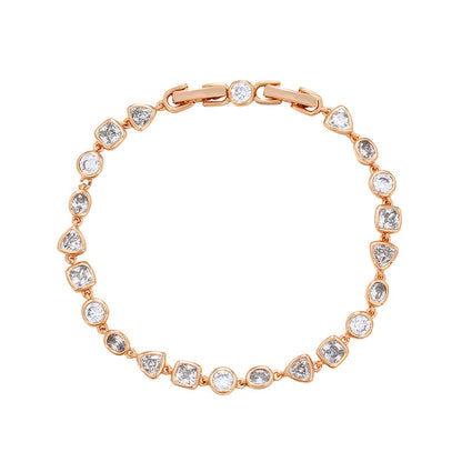 Bracelet géométrique exquis entièrement en diamants de style coréen de luxe abordable