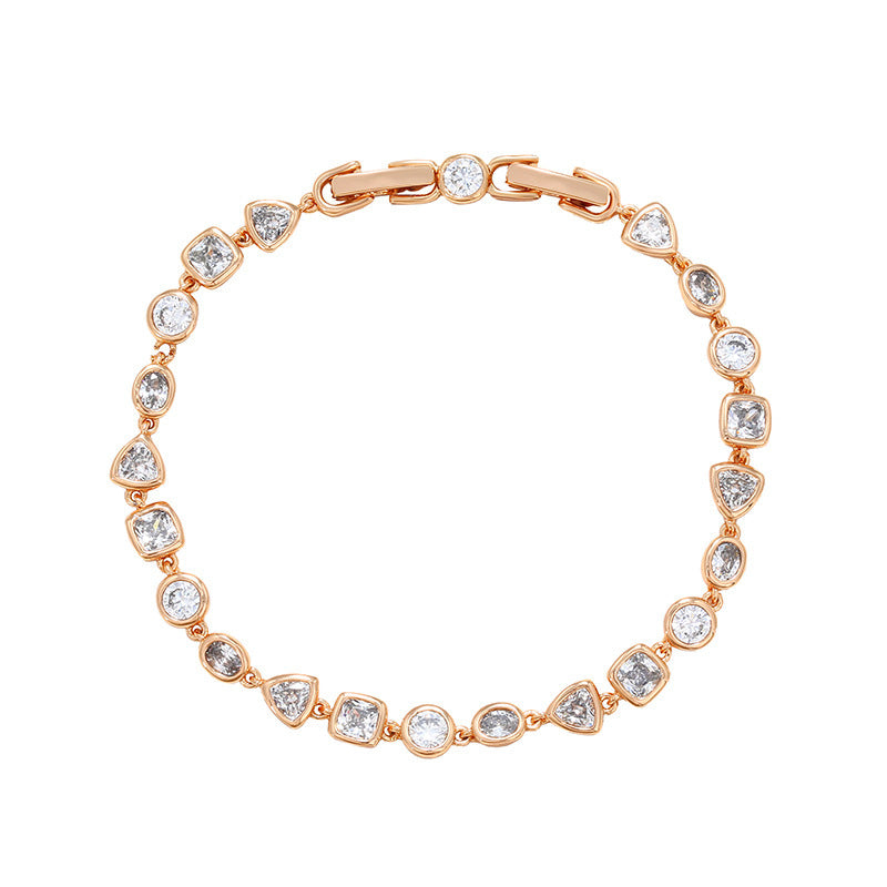 Bracelet géométrique exquis entièrement en diamants de style coréen de luxe abordable