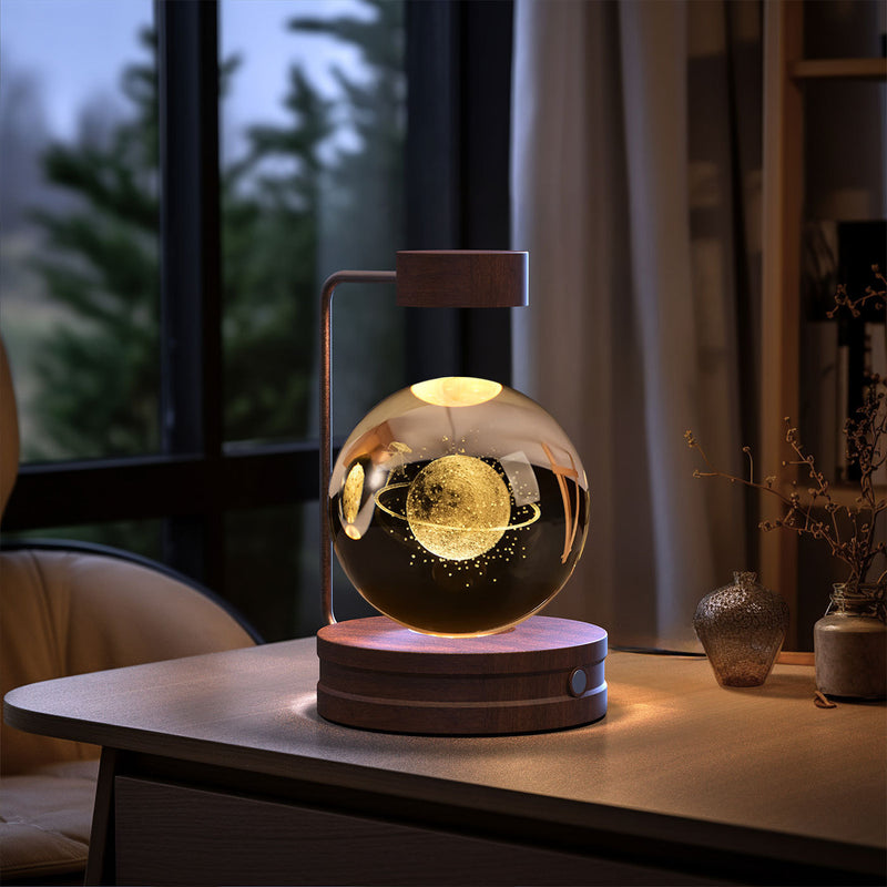 Veilleuse d'intérieur en forme de dinosaure cosmique avec boule de cristal, alimentée par USB, idéale pour une table de chevet ou comme cadeau d'anniversaire