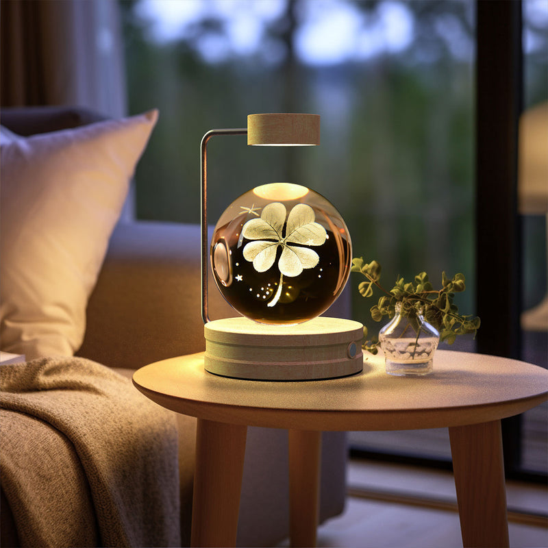 Veilleuse d'intérieur en forme de dinosaure cosmique avec boule de cristal, alimentée par USB, idéale pour une table de chevet ou comme cadeau d'anniversaire