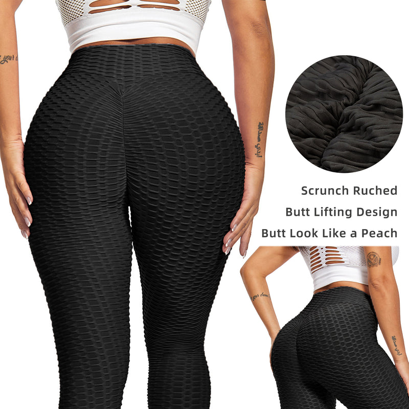 Leggings TIK Tok pour femmes, leggings texturés à bulles, pantalons de yoga rehausseurs de fesses, noir, Amazon Banned