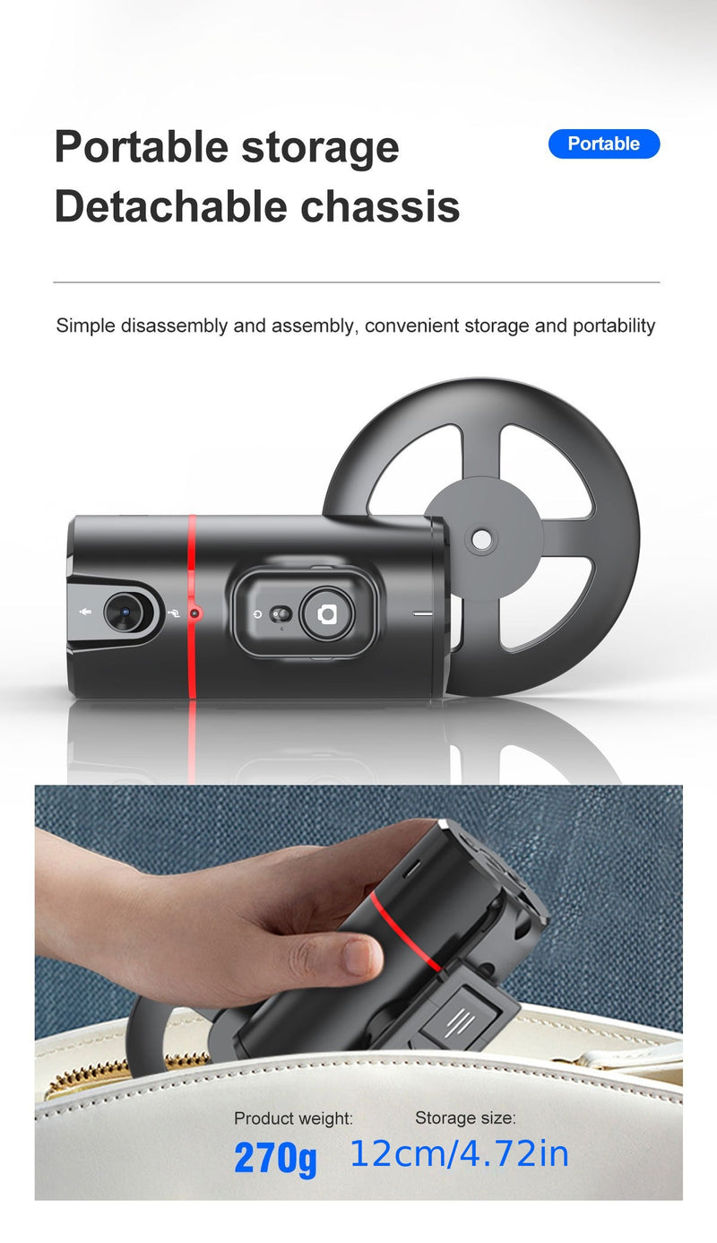 Trépied Auto Face Tracking – Votre Caméraman Personnel Support de caméra de téléphone 100 % intelligent, rotation à 360 °, support de suivi de téléphone intelligent avec contrôle gestuel à distance pour vlog, streaming, vidéo