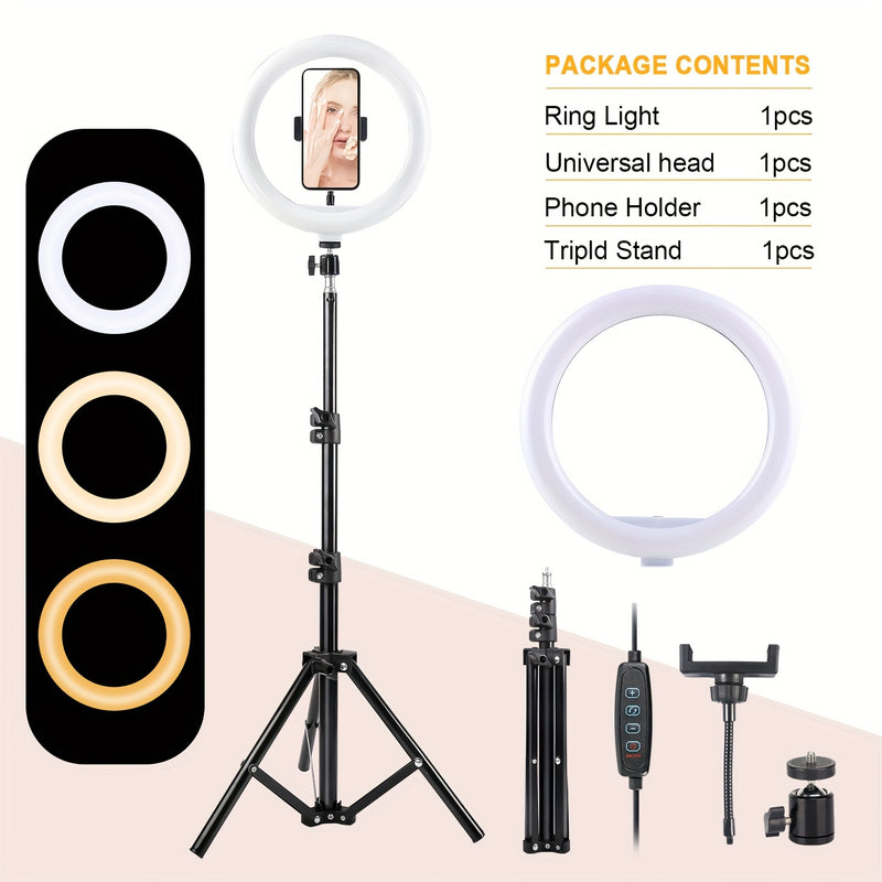 💡📸 Anneau Lumineux LED 10" avec Trépied 43" – Brillez Comme Jamais ! Trépied extensible, support de téléphone