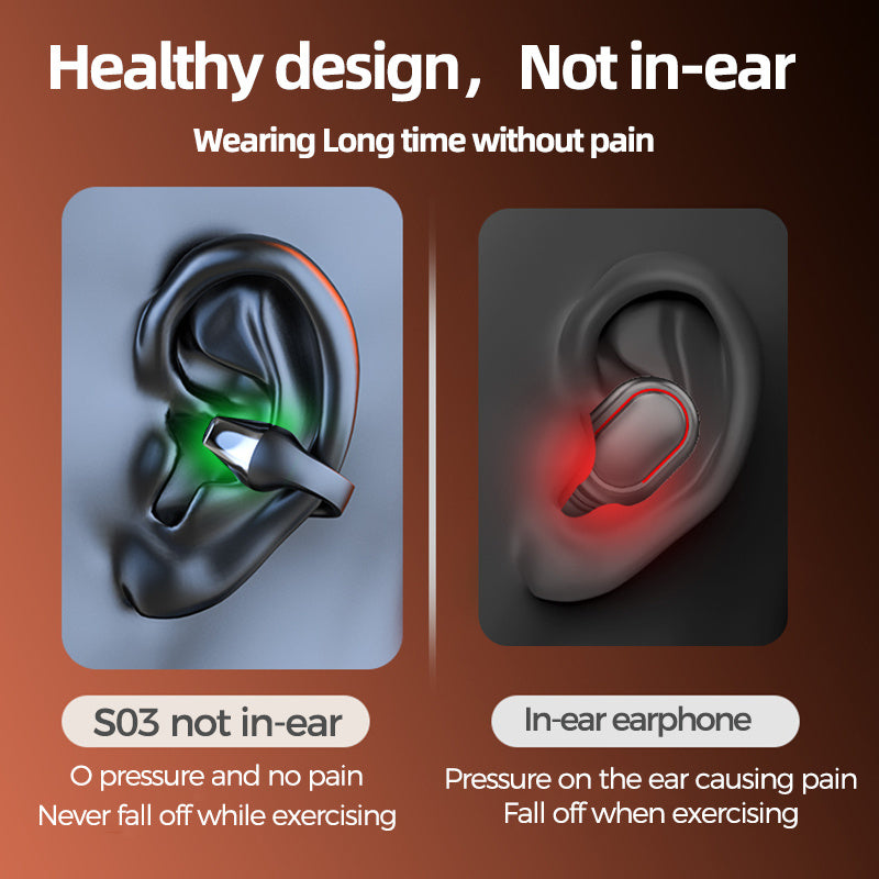 Casque d'écoute à conduction osseuse avec clip d'oreille, compatible Bluetooth 5.2, hi-fi, sans fil, tactile, mains libres, antibruit, avec micro