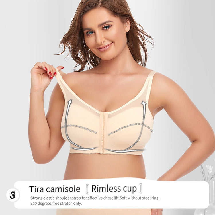 Soutien-gorge sans armatures en dentelle, bonnets larges, boutons au premier rang, fin