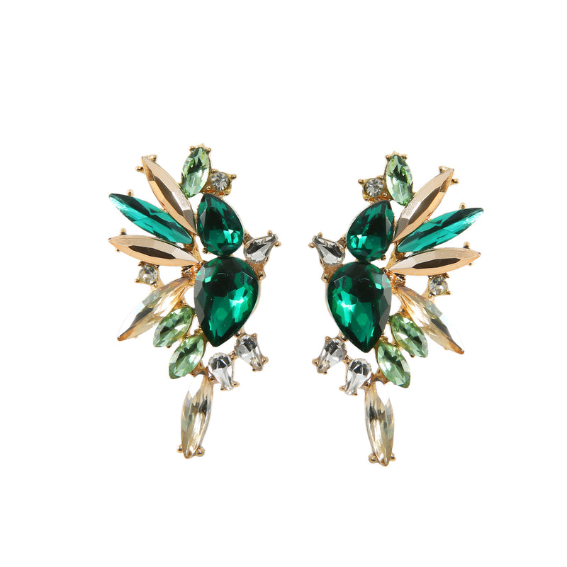 Boucles d'oreilles géométriques en verre, luxueuses et colorées, entièrement ornées de bijoux