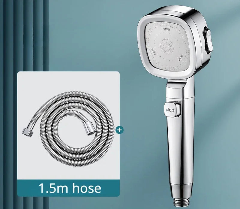 High Pressure Shower Head Water Saving 3 Modes Shower Heads Adjustable One-Key Stop Water Massage Sprayer Bathroom Accessories
