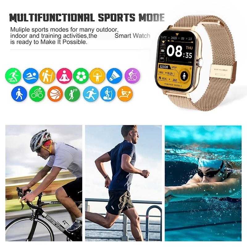 Montre connectée Y13, podomètre, surveillance de la fréquence cardiaque, appels compatibles Bluetooth