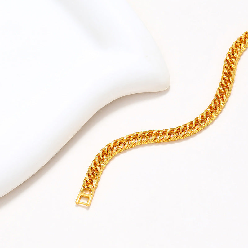 Bracelet en cuivre plaqué or pour homme et femme, bijou de couple, collier gourmette en alliage