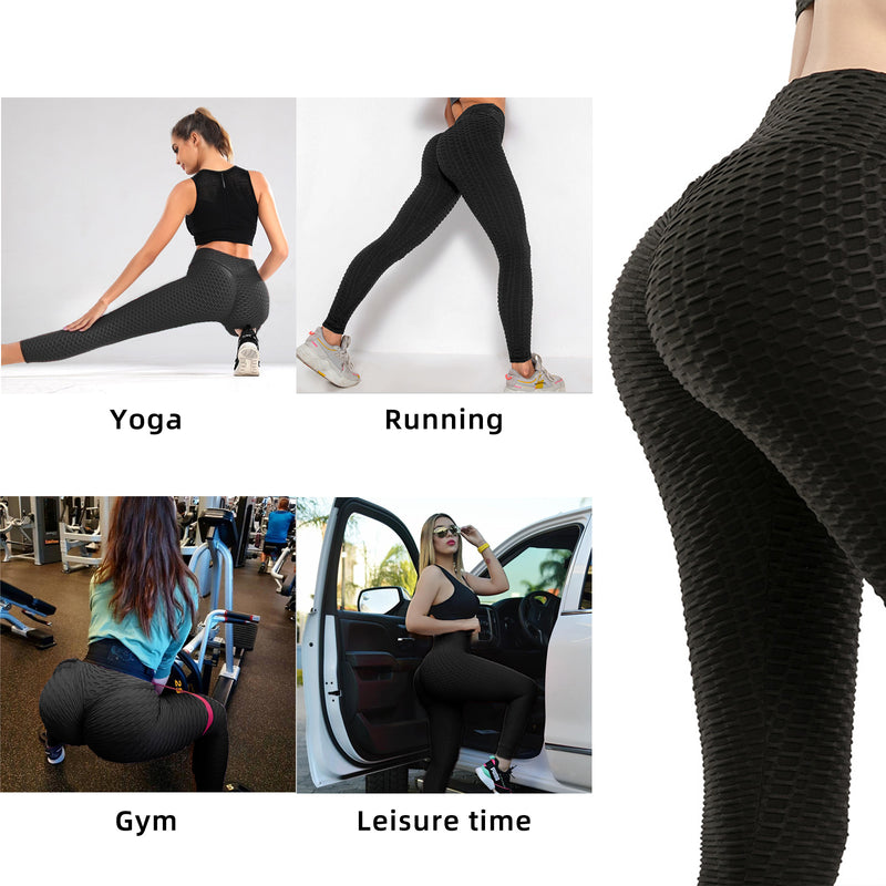 Leggings TIK Tok pour femmes, leggings texturés à bulles, pantalons de yoga rehausseurs de fesses, noir, Amazon Banned