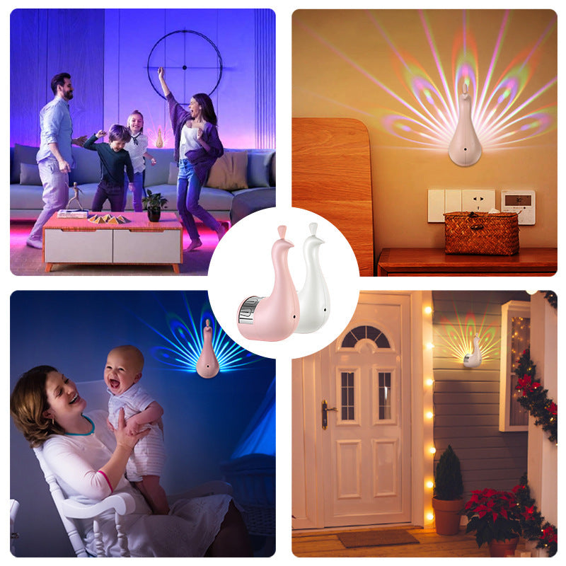 Applique murale paon colorée, éclairage d'ambiance moderne et créatif, luminaire 3D en forme d'animal, luminaire décoratif pour chambre à coucher