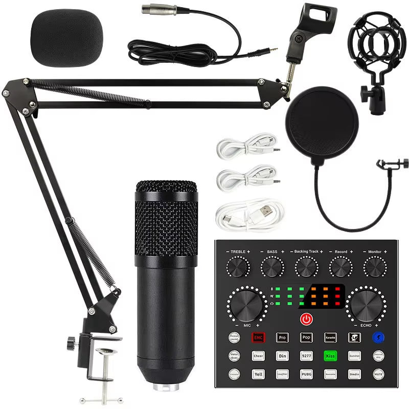 BM800 Xlr Microphone V8S Live Sound Card Podcast Condenser Microfone Para PC Professional Studio Record Equipment Kit Soundcard