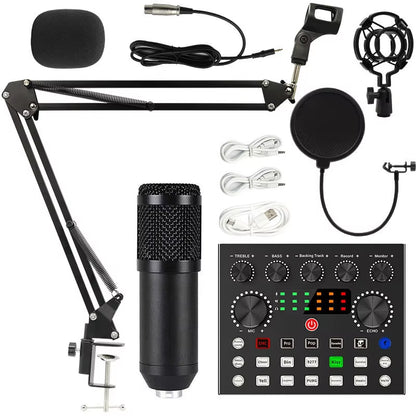 BM800 Xlr Microphone V8S Live Sound Card Podcast Condenser Microfone Para PC Professional Studio Record Equipment Kit Soundcard