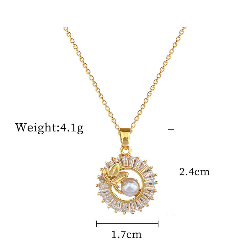 Ensemble de bijoux fantaisie, bague ronde personnalisée, collier et boucles d'oreilles en forme de feuilles, entièrement en diamants