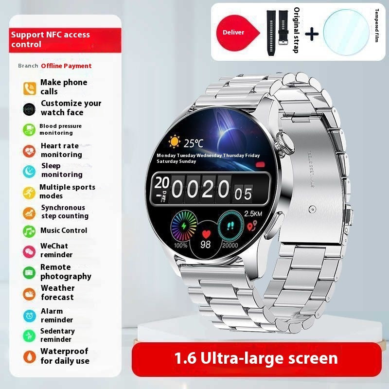 Montre connectée de sport pour homme avec moniteur de pression artérielle et Bluetooth