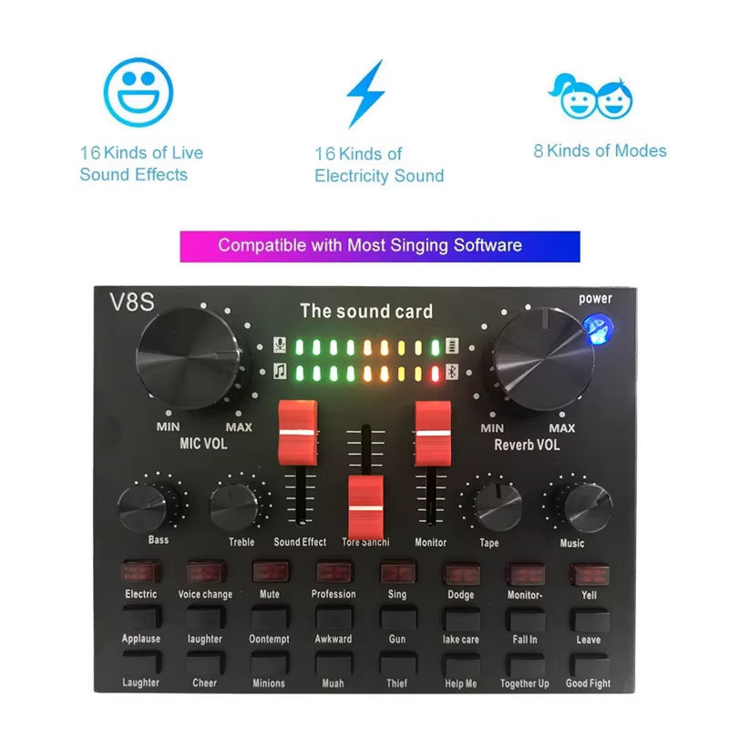 BM800 Xlr Microphone V8S Live Sound Card Podcast Condenser Microfone Para PC Professional Studio Record Equipment Kit Soundcard